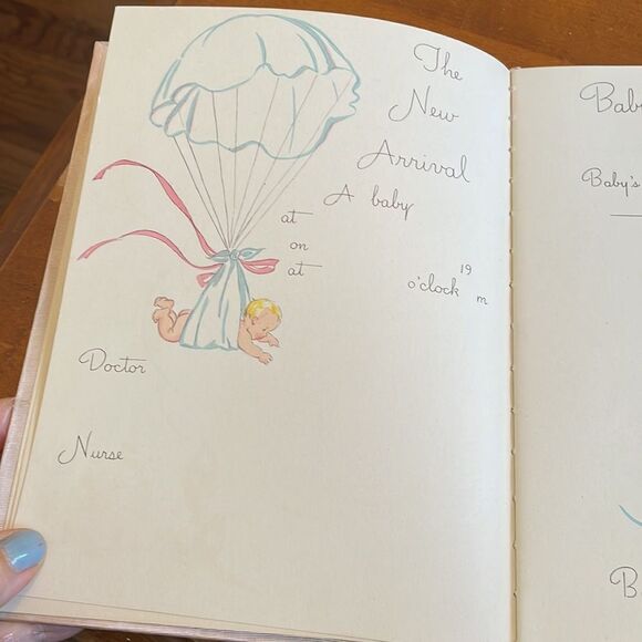 Vintage late40s/early 50s pink satin covered unused Baby Book - Picture 6 of 12